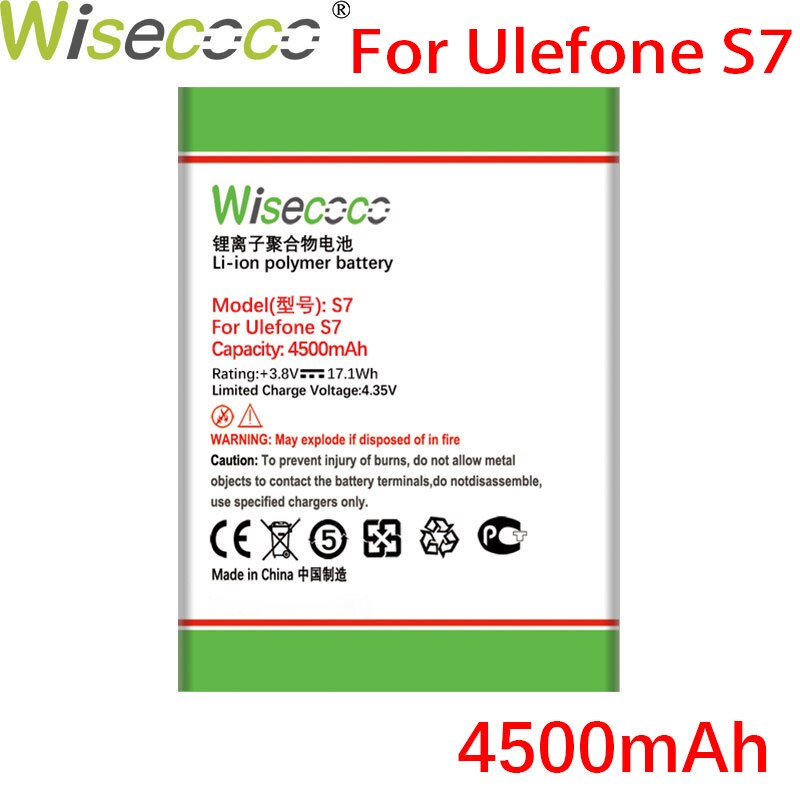 Wisecoco 4500Mah S 7 Batterij Voor Ulefone S7 Mobiele Telefoon In Voorraad Batterij + Tracking Nummer