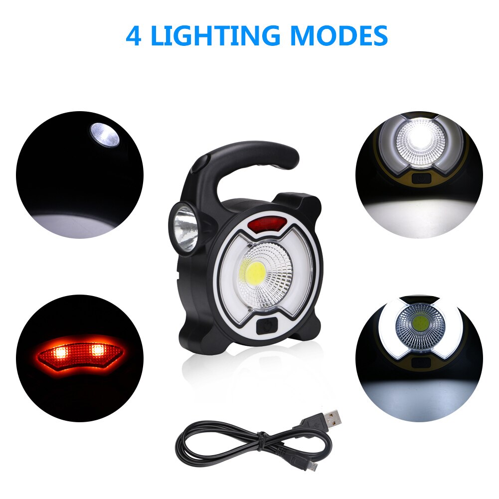 Solar Powered COB LED Floodlight Spotlight USB Charging Outdoor Waterproof Portable Flood lighting Camping Lantern Tent Light