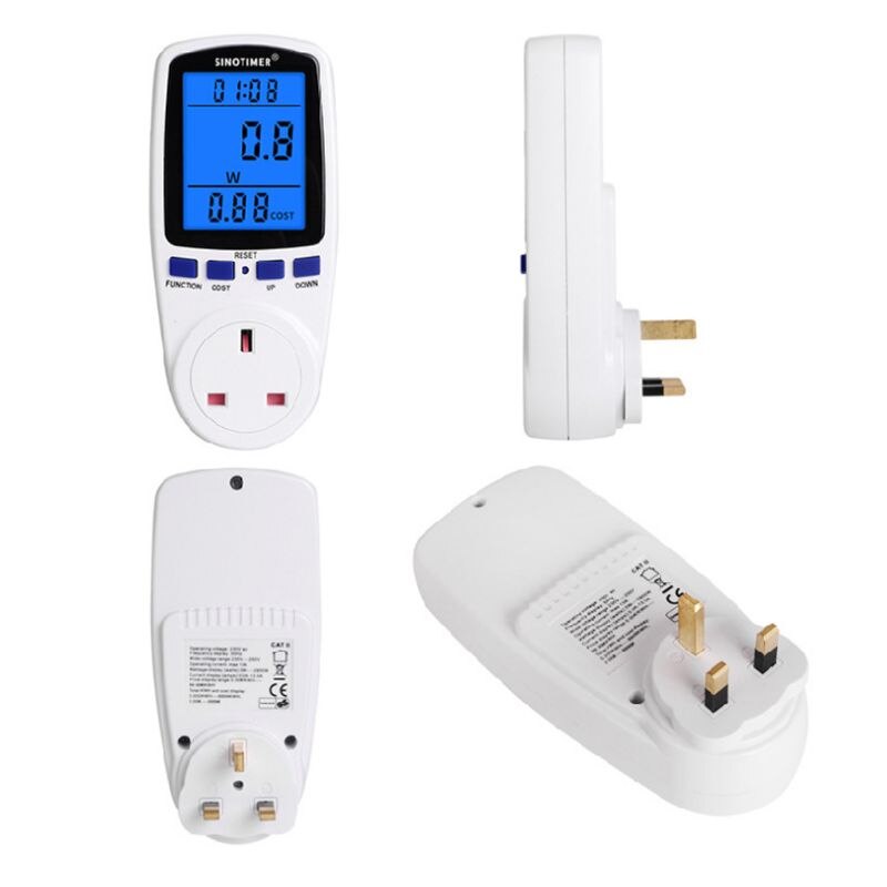 Power Meter Plug Digital LCD Display Wattmeter Consumption Monitor 7 Display Modes Home Energy Electricity Usage Analyzer for En