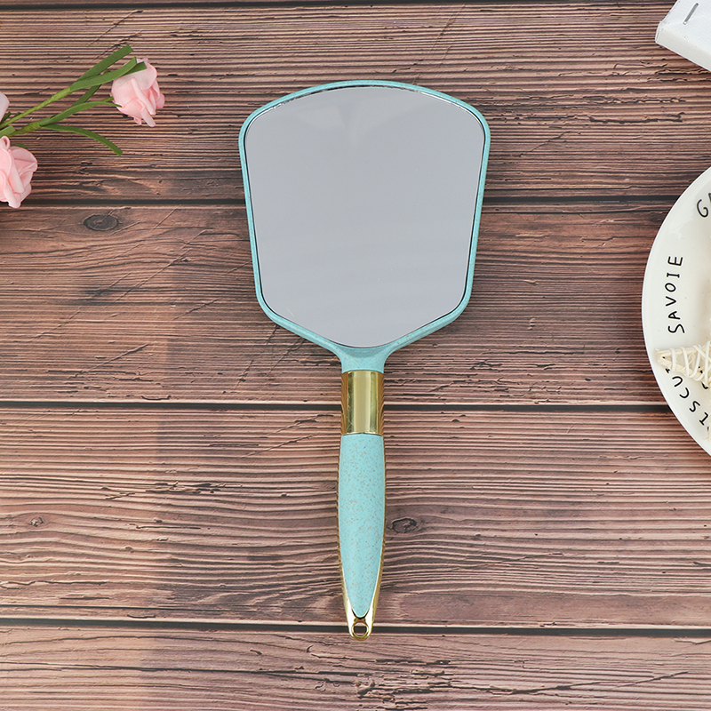1pc Rectangle Hand Hold Cosmetic Mirror With Handle For Handle Makeup Mirror Makeup Mirror Makeup Vanity Mirror: Blue