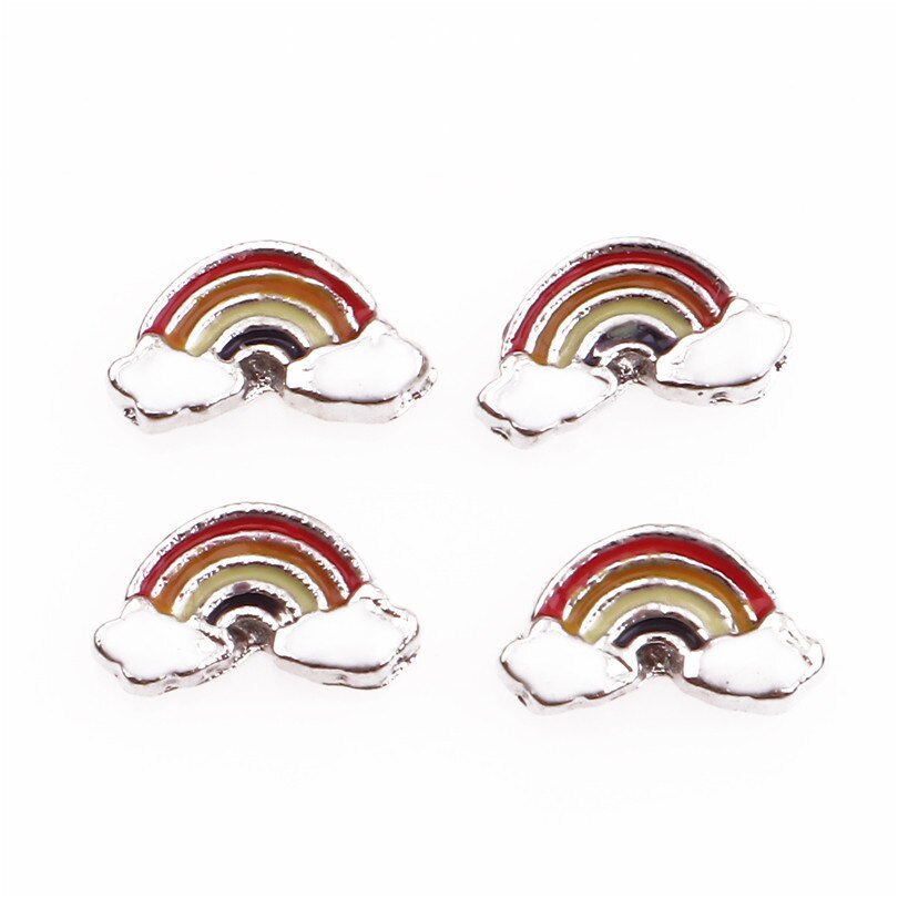 20Pcs/lot Enamel Colorful Rainbow Floating Charms Making Earring Pendant Locket DIY Jewelry Accessories