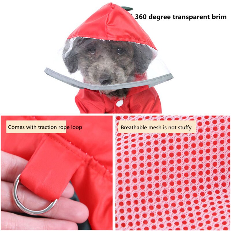 Pet Dog Raincoat Waterproof Reflective Dinosaur Cosplay Breathable Four Legs Small Dog Clothes Hooded Rain Coat Ropa Perro