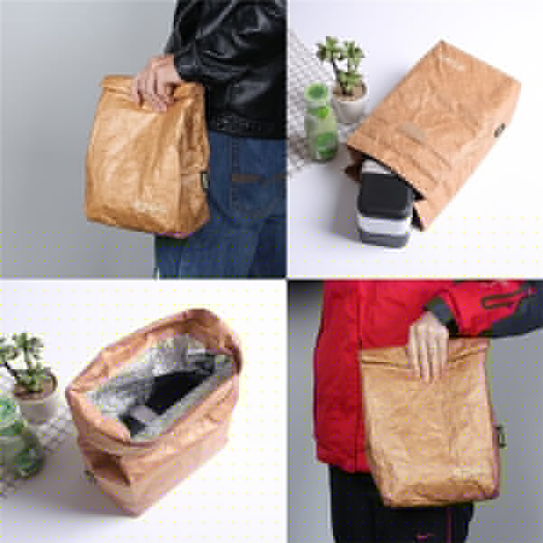 Braun Papier Mittagessen Tasche Wiederverwendbare Isolierte Thermische Kühler Sack Magnetische Verschluss