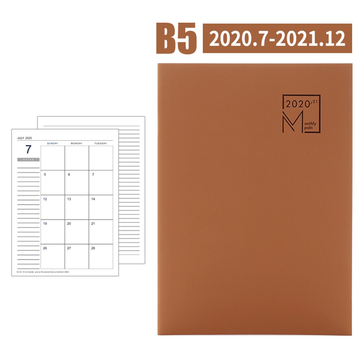 B5 Self-Filling Monthly Planner Notebook Notepad Teacher Lesson Schedule Business Office Record Notebook 24 Sheets for 18 Months: Coffee