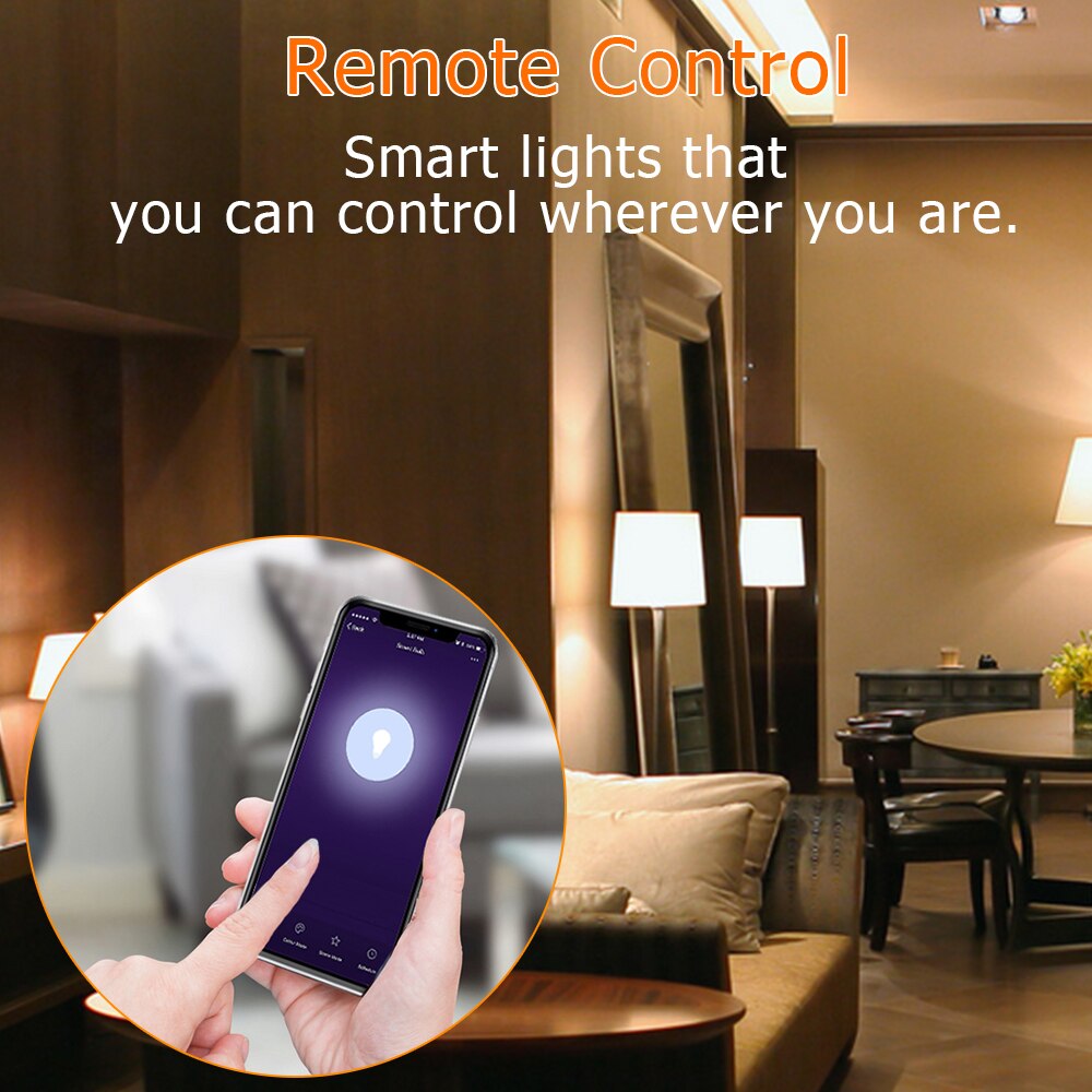 Dimmable 7W E26 E27 WiFI Smart Light Bulb LED RGB Lamp App operate Alexa google home smartphone Assistant Control Night light