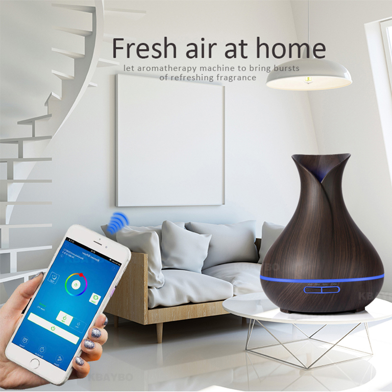 DEKAXI 400ml Aroma Diffuser Aroma Air Humidifier 7 Color LED Light Electric Cool Mist Maker with APP Remote Control