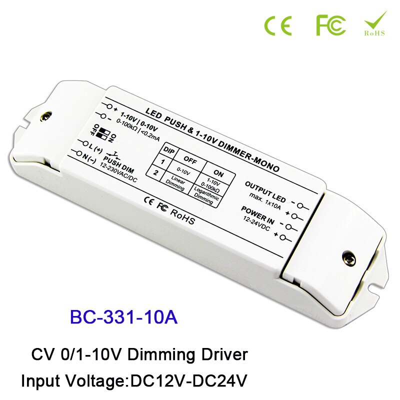 BC DC12V-24V,6A/10A*1CH LED Dimmer fluorescent lamps dimmer 0/1-10v LED lamp dimming driver push dimmer controller