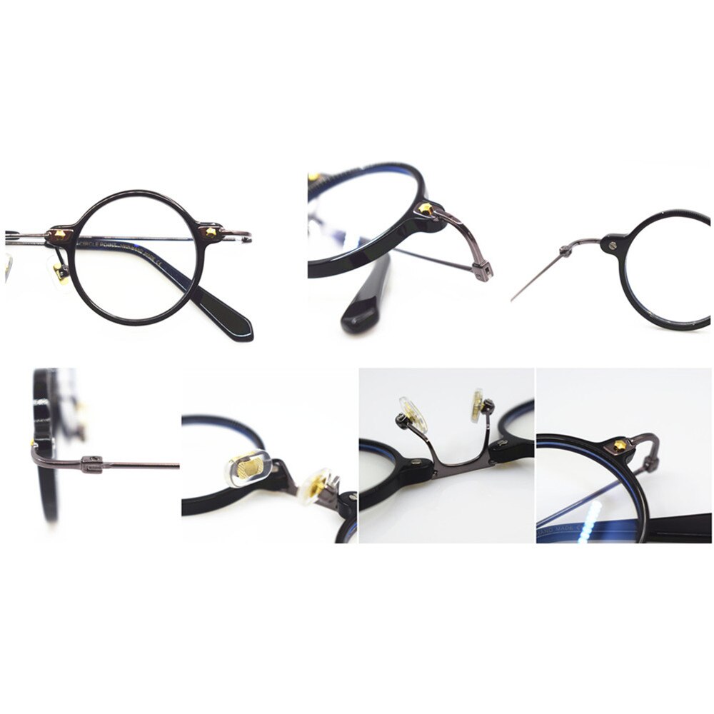Marcos de anteojos redondos y pequeños para hombre y mujer, montura de anteojos hecha a mano de acetato de titanio, borde completo Rx able óptico, , 36mm