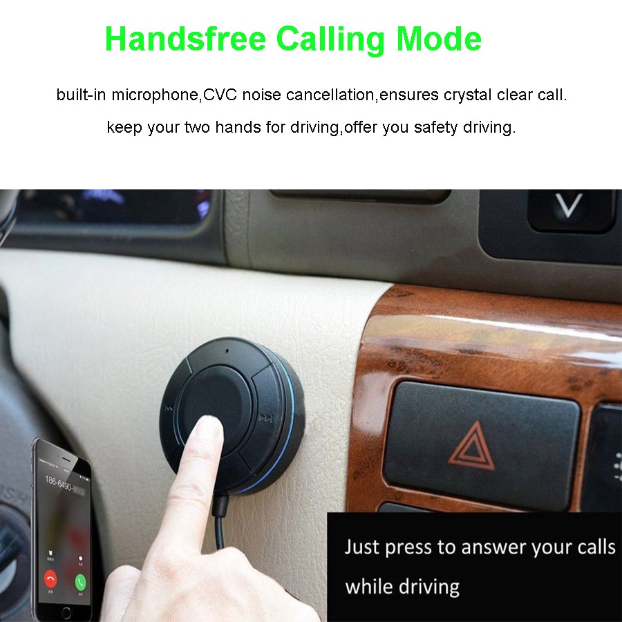 Bluetooth Handsfree Car Kit Wireless A2DP Music Receiver Aux 3.5mm Audio Bluetooth 4.1 Receiver Car MP3 Player for Two Device