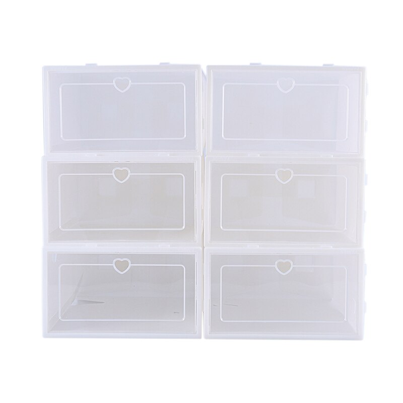 6 stk slitesterke skoesker i plast snu skoeske fortykket gjennomsiktig skuffekoffert stabelbar skoorganisator oppbevaring skohylle: misligholde tittel