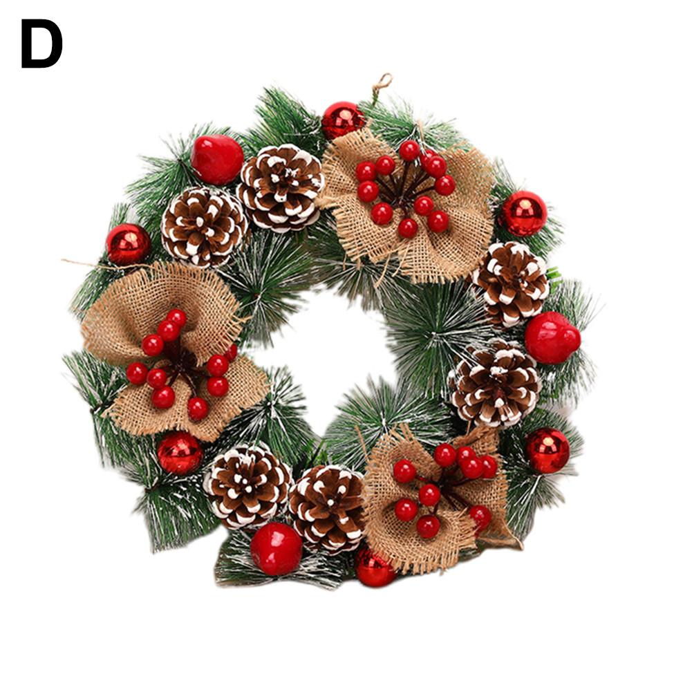 Jul håndlavet krans rotting vedhæng krans til indkøbscenter juletræ dekoration ornament #co: D