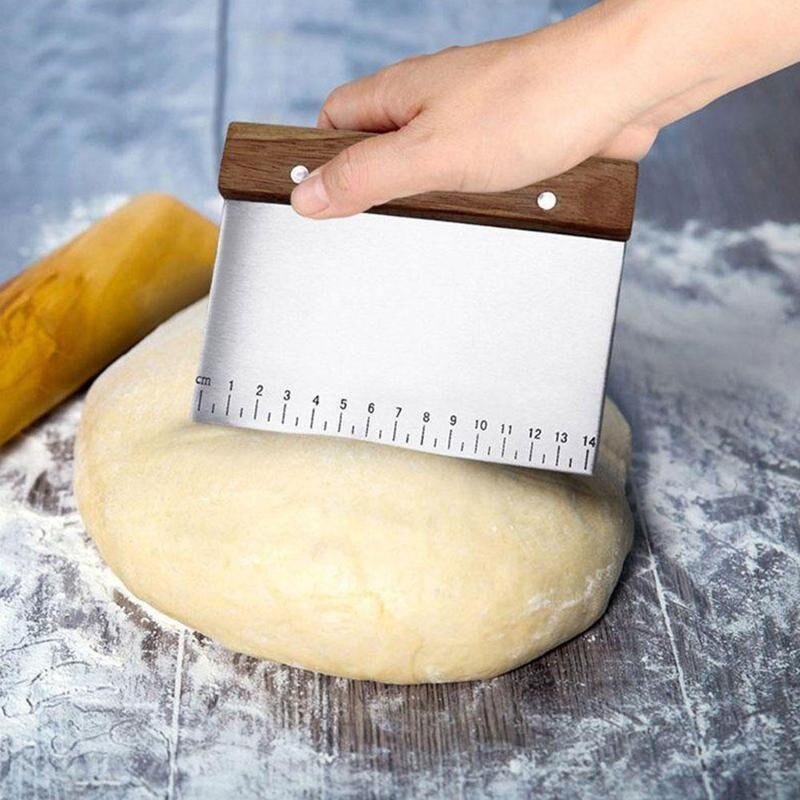 1 ud. Espátula para masa de acero inoxidable cortador de pastelería graduado para pan galletas masa espátula herramientas para hornear utensilios de cocina