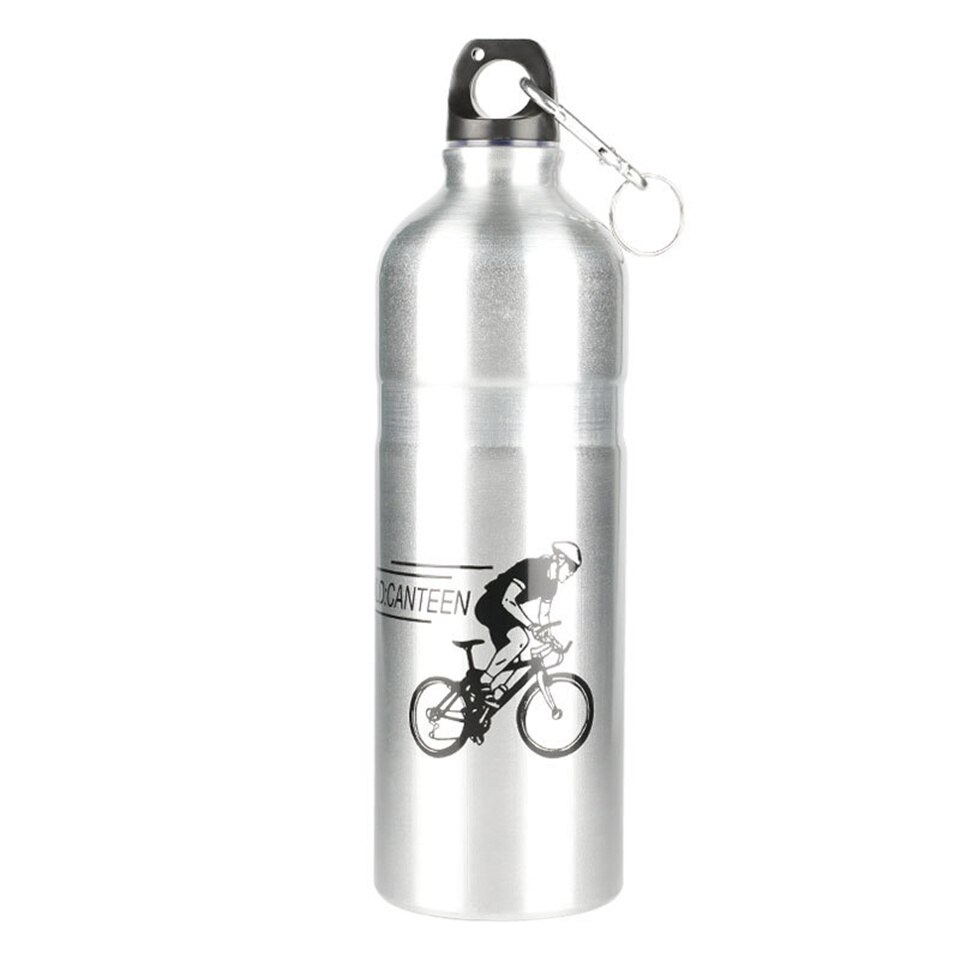 750Ml Roestvrij Aluminium Bidon Grote Capaciteit Metalen Fiets Waterfles Outdoor Mountain Racefiets Drinken Waterkokers: Silver