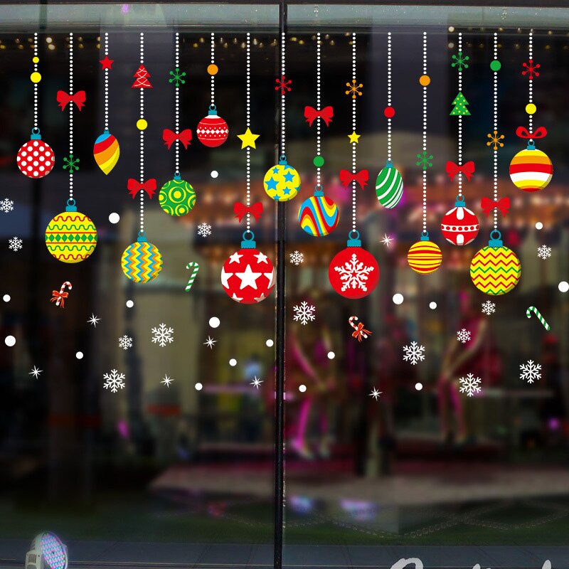Glædelig jul aftagelige wallstickers butiksvindue glas klistermærker noel natal julepynt til hjemmet juleår