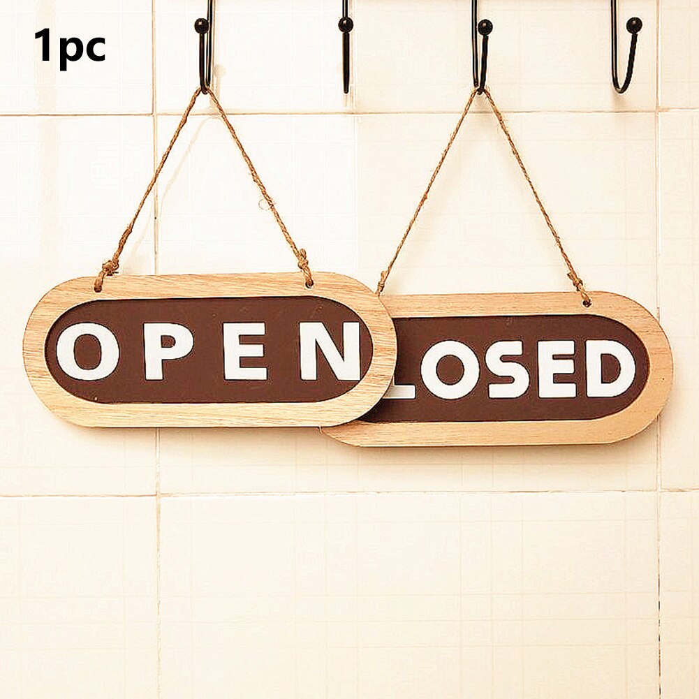 Double Sides Hanging Sign Indoor Business Notice Bar Open Closed Art Wall Home Wood Decoration Modern Store Club