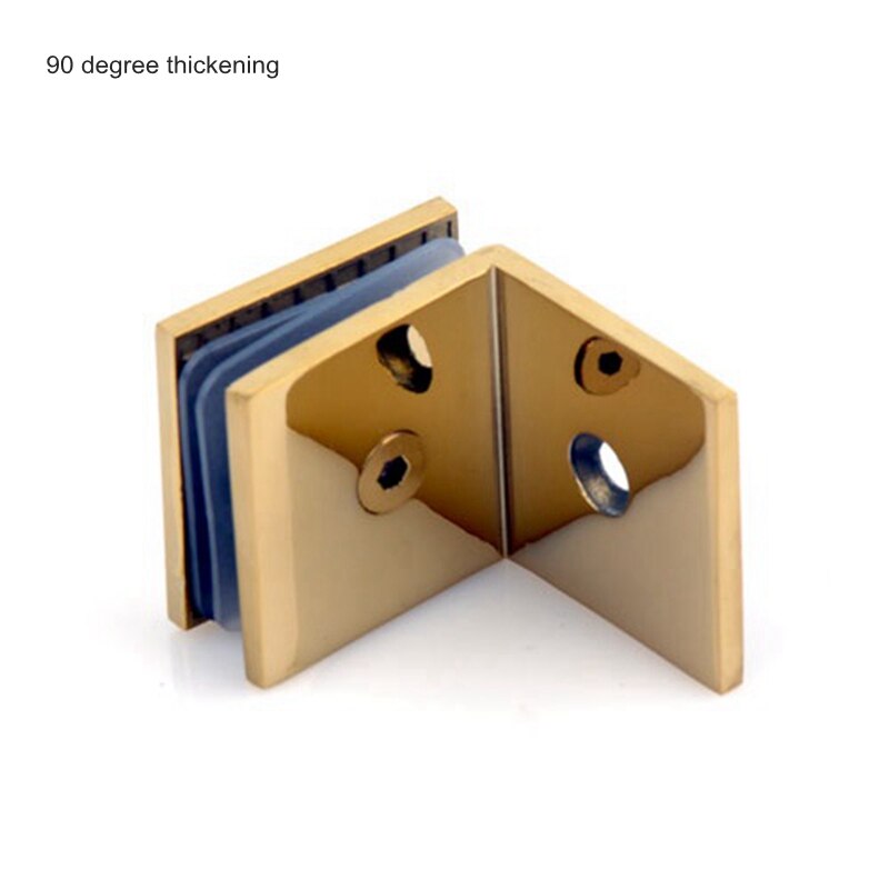 Manija de puerta de vidrio para ducha, bisagra de acero inoxidable dorada, abrazadera de cristal, Clip de puerta, accesorios de baño, Hardware: 90 degree thickening