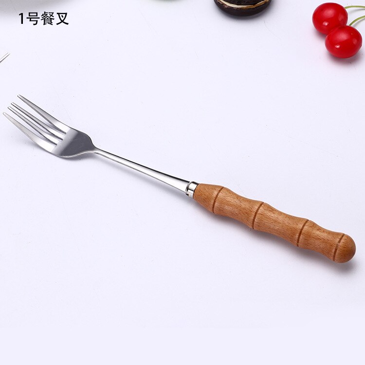 Yomdid 1pc middags kniv gaffel skje med tre håndtak rustfritt stål bestikk western food dessert servise gaffel skje servise: Gaffel 1