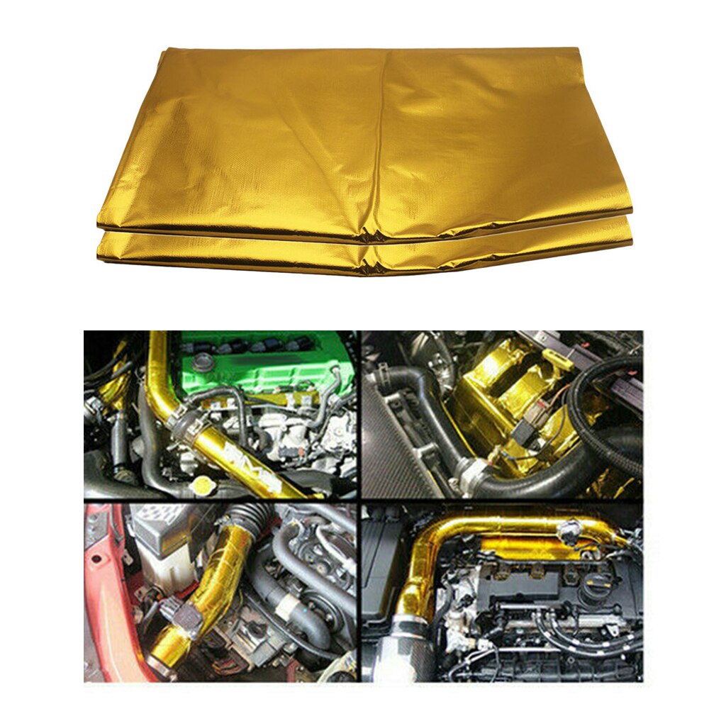 2pcs Reflect Gold Engine / Intake Heat Barrier Mat 39 "x47 " Sheet Heat Wrap