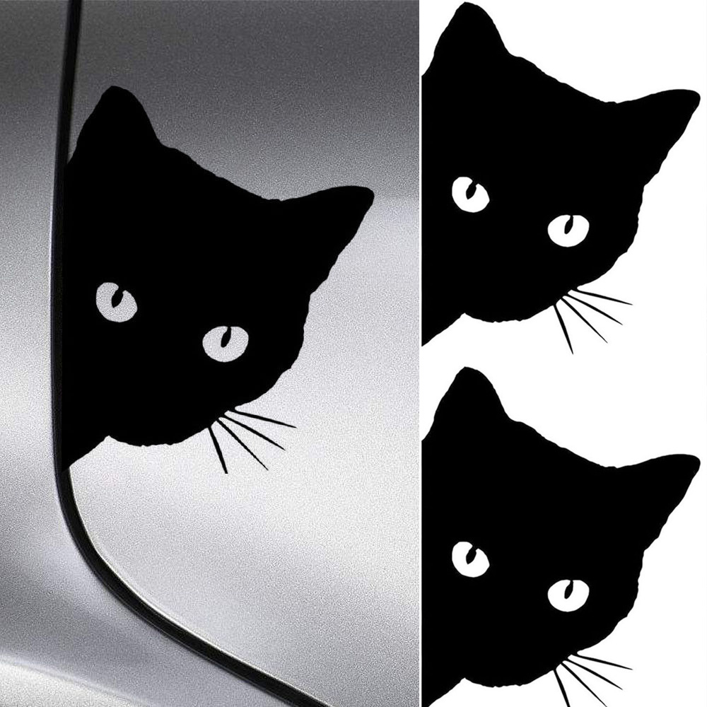 Auto Zwarte Kat Gluren Stickers Grappige Vinyl Decal Auto Sticker Decoratie Decals 15*12Cm 1/2Pcs