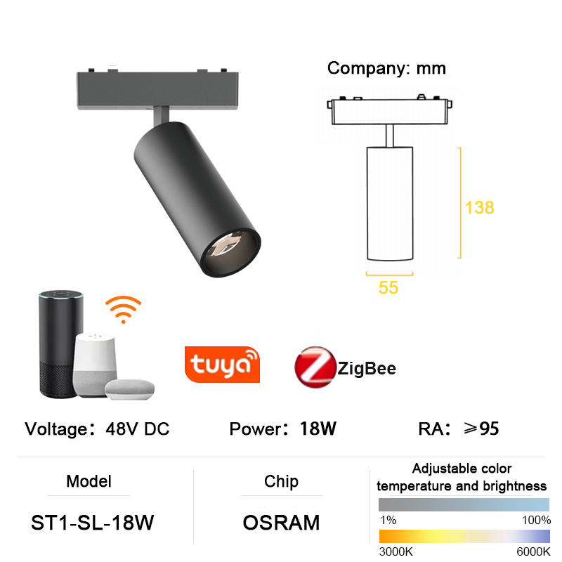 ST1 série Smart TUYA ZIGBEE éclairage sur rail magnétique en aluminium Ultra mince 6mm aucune cellule requise haute dureté luminaire Flexible moderne: RGB