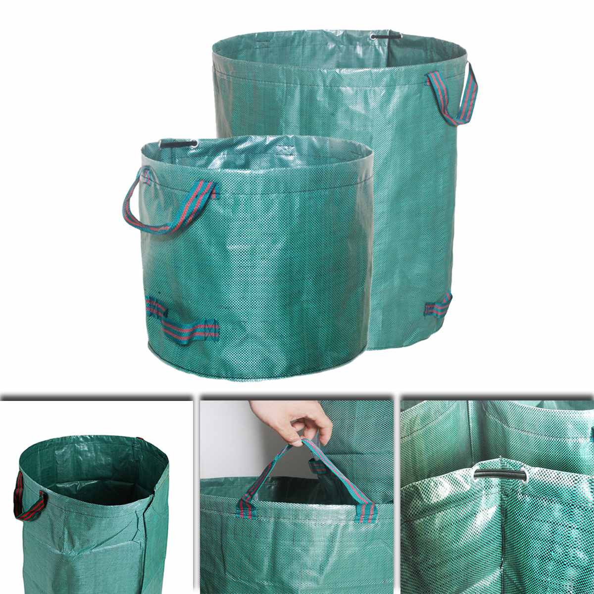 Sac de déchet de jardin de grande capacité | 60L/120L/272L sac de déchet de jardin robuste, Durable, réutilisable et étanche, conteneur de stockage de feuilles de cour d'herbe et d'herbe