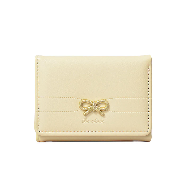 Wallets Girls Cute Bow Small Wallet Aesthetic Card Holder Classic Three Fold Purse For Women Student Simple Coin Pouch: Brown
