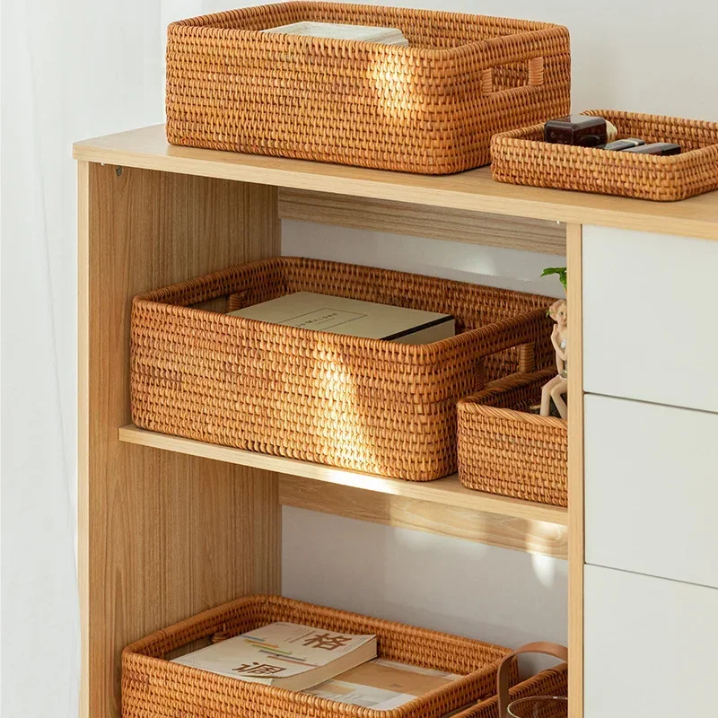 Vietnam Bamboo Woven Basket Box Minimalist Home Rattan Storage Basket Rectangular Woven Sundries Sorting Clothing Storage Box