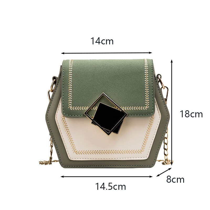 Hexagon multifunctionele pu leren handtas dames zomer crossbody tas mini ketting schoudertas slot messenger portemonnee