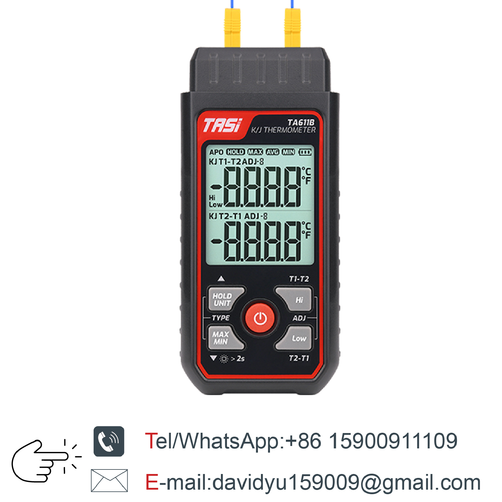 TA611A Single Channel K Type Thermocouple Thermometer High Precision Digital Surface Temperature Gauge with Contact Probe