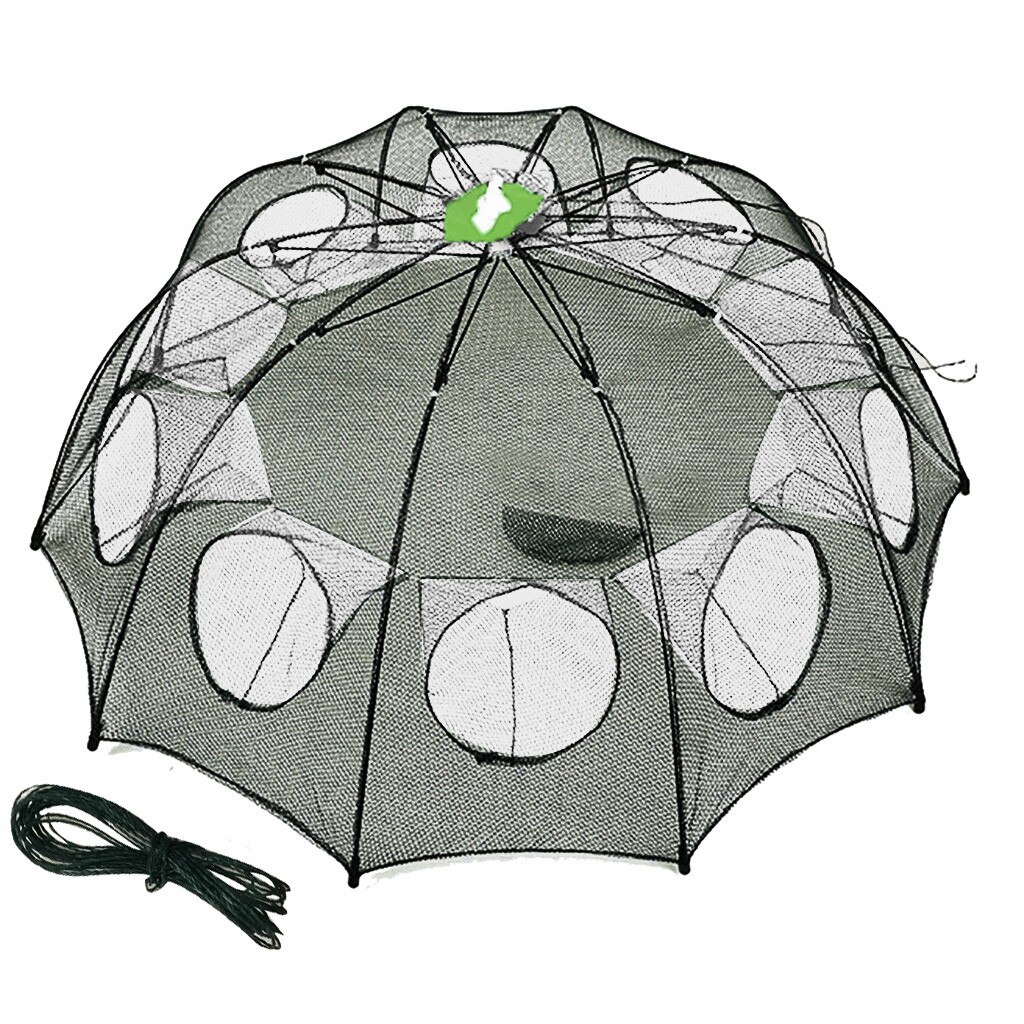 Rede de pesca automática reforçada, rede de pesca de 4-20 buracos gaiola de camarão, nylon, dobrável, armadilha para caranguejo e peixe, rede de fundição, dobragem de fundição: 8 Sides 8 Holes