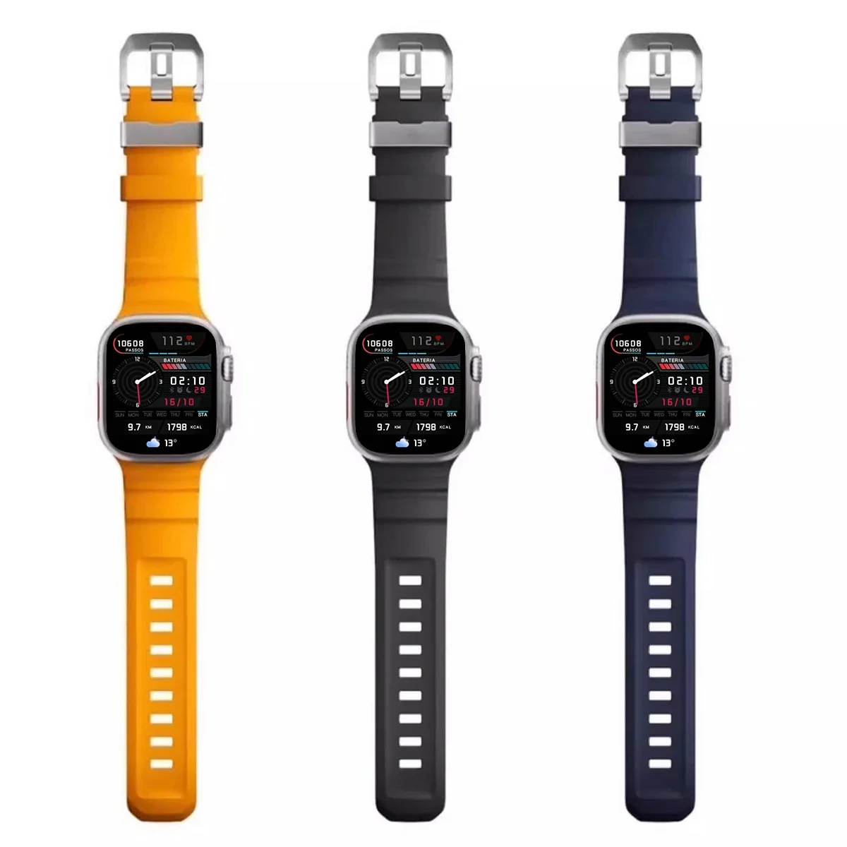Correa deportiva de silicona para Apple Watch Ultra 2 10 9 8 7 6 SE 5 4, pulsera de Metal de titanio para iWatch 42mm 44mm 45mm 46mm 49mm