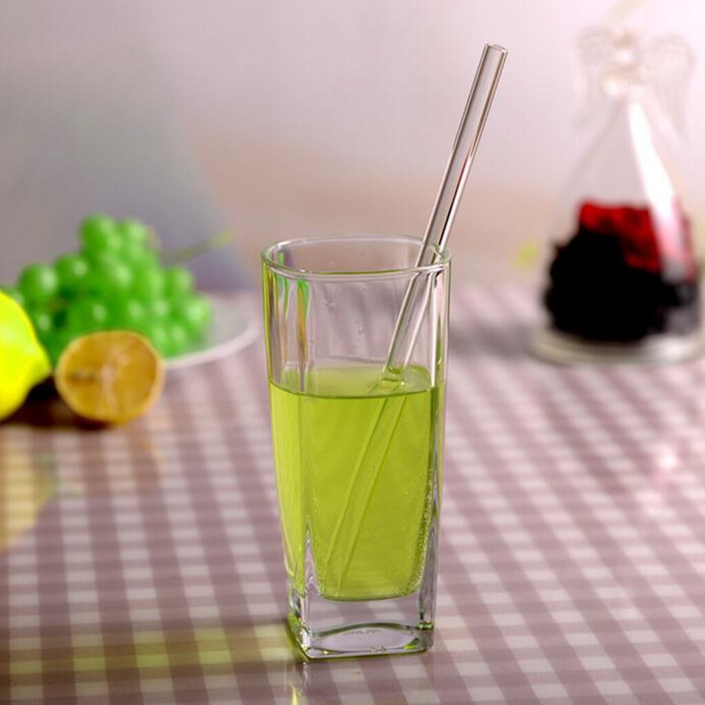6 stuks premium herbruikbare glazen drinkrietjes met 2 reinigingsborstels en 1 reinigingsdoekje: Duidelijk