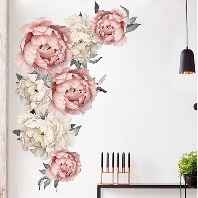 Large Peony Rose Flower Art Wall Sticker Living Room Home Background DIY Decal Bedroom Decoration Wall Decals