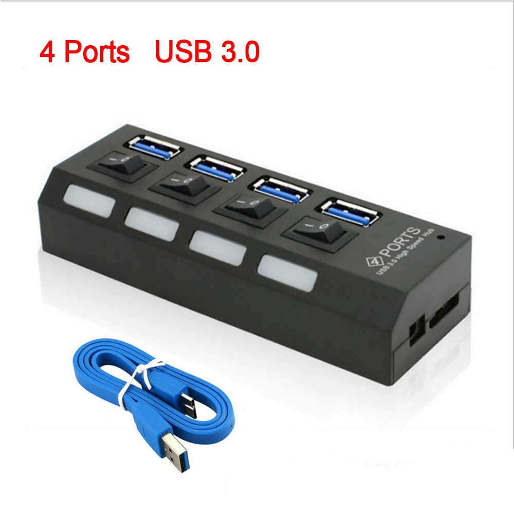USB Hub 3.0 USB Splitter Multi USB 2.0 Hub 4/7 Port Expander Multi USB 3 Hab Use Power Adapter Computer Accessories Hub For PC: 4 Ports Balck 3.0