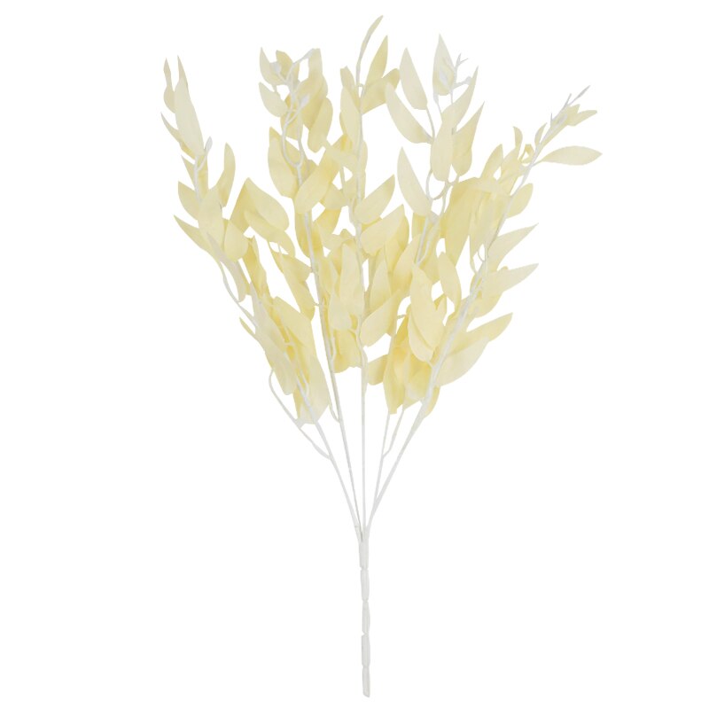 Ramo de hojas de sauce Artificial de seda, 52cm, hojas verdes, flores, decoración para sala de estar, arreglo, suministros de boda: B07 beige