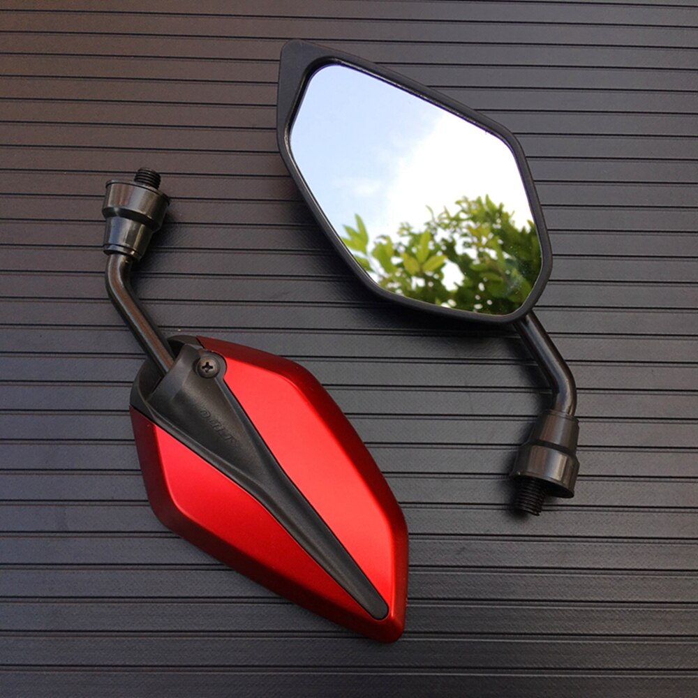 Universual Motorfiets Achteruitkijkspiegels Motorbike 360 Graden Rotatie Motorrijwiel Scooter Side Spiegels 10Mm: Rood