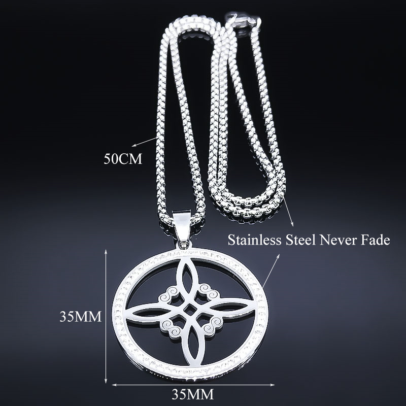 Afawa wicca hekseknude halskæde til kvinder/mænd rustfrit stål krystal hekseri amulet halskæde smykker halsbånd nudo de la bruja