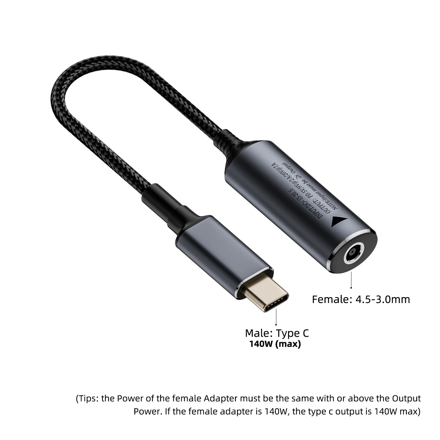 140W 100W DC 4.5X3.0mm to USB C PD Power Adapter Converter Plug for HP Laptop Charger to 5V 9V 20V Type C Fast Charging Cable: Brown