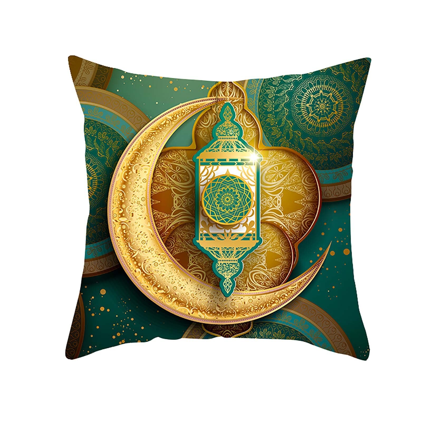 Ramadan musulman Motif Polyester Housse De Coussin Taie D'oreiller Décor À La Maison Taie D'oreiller Douce Bureau kussensloop 45X45Cm: B