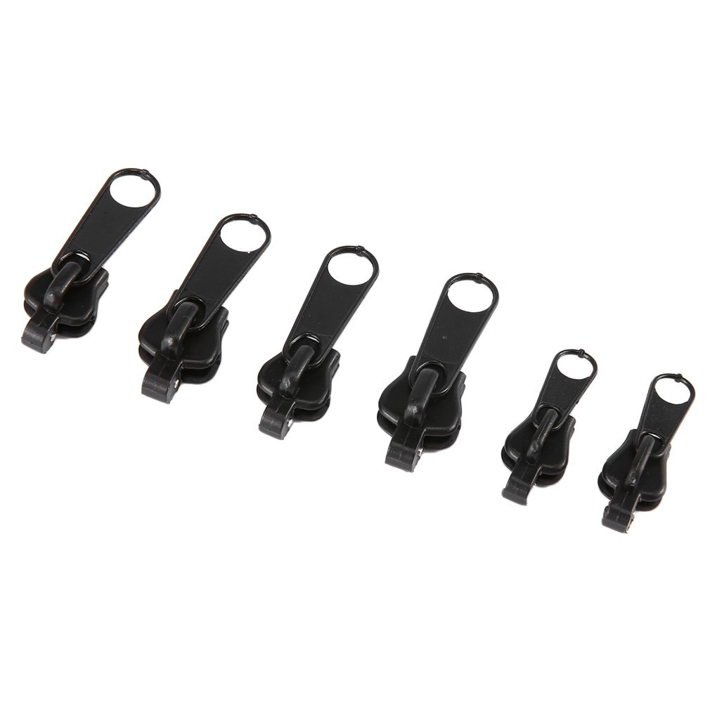 Kit de reparación Universal de cremalleras, herramientas de repuesto, fijador de cremallera de plástico, accesorios de repuesto, 6 piezas: Negro