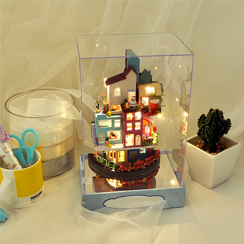 Diy Houten Speelgoed Gebouw Model Miniatuur Poppenhuis Kit Met Meubels Sets Valentines Verjaardag Speelgoed Voor Kinderen #3D09