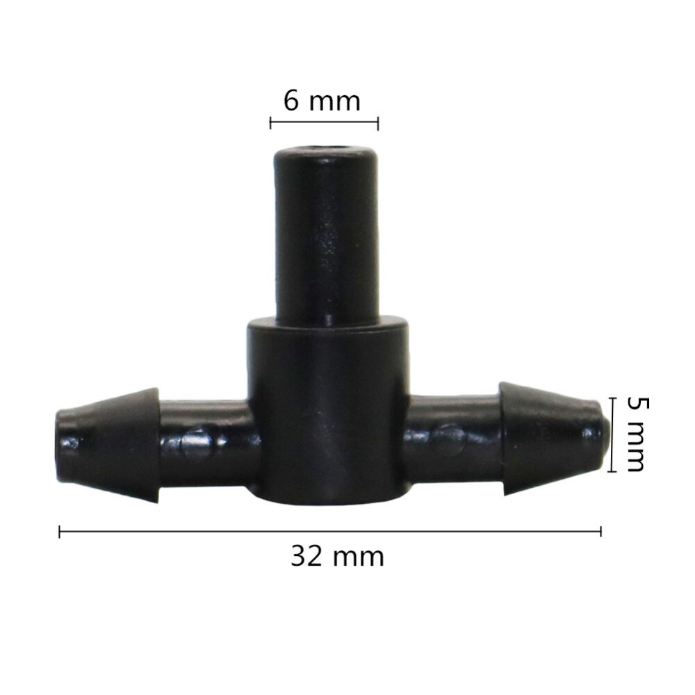 5Pcs 6mm 8 Hole Red Dripper Adjustable Drip Watering Emitter Garden Micro Drip Irrigation Potted Bonsai Plants Watering Drippers: Only tee