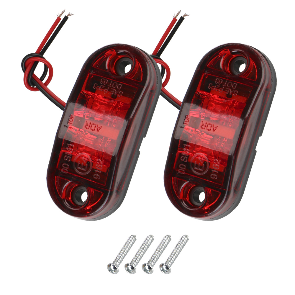 Lámpara de señalización lateral para remolque, camión, caravana, luces de advertencia LED, marcador lateral, rojo, amarillo, blanco, 12V- 24V: Rojo