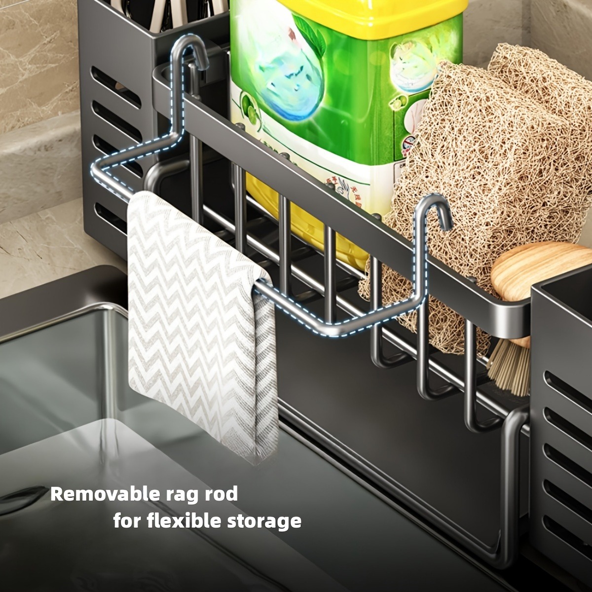 Selbst entleerende Spüle Regal Abtropffläche Küchen spüle Caddie Abfluss Regal Seife Geschirrs pül schwamm Halfter für Küchen spüle Veranstalter küchen organizer