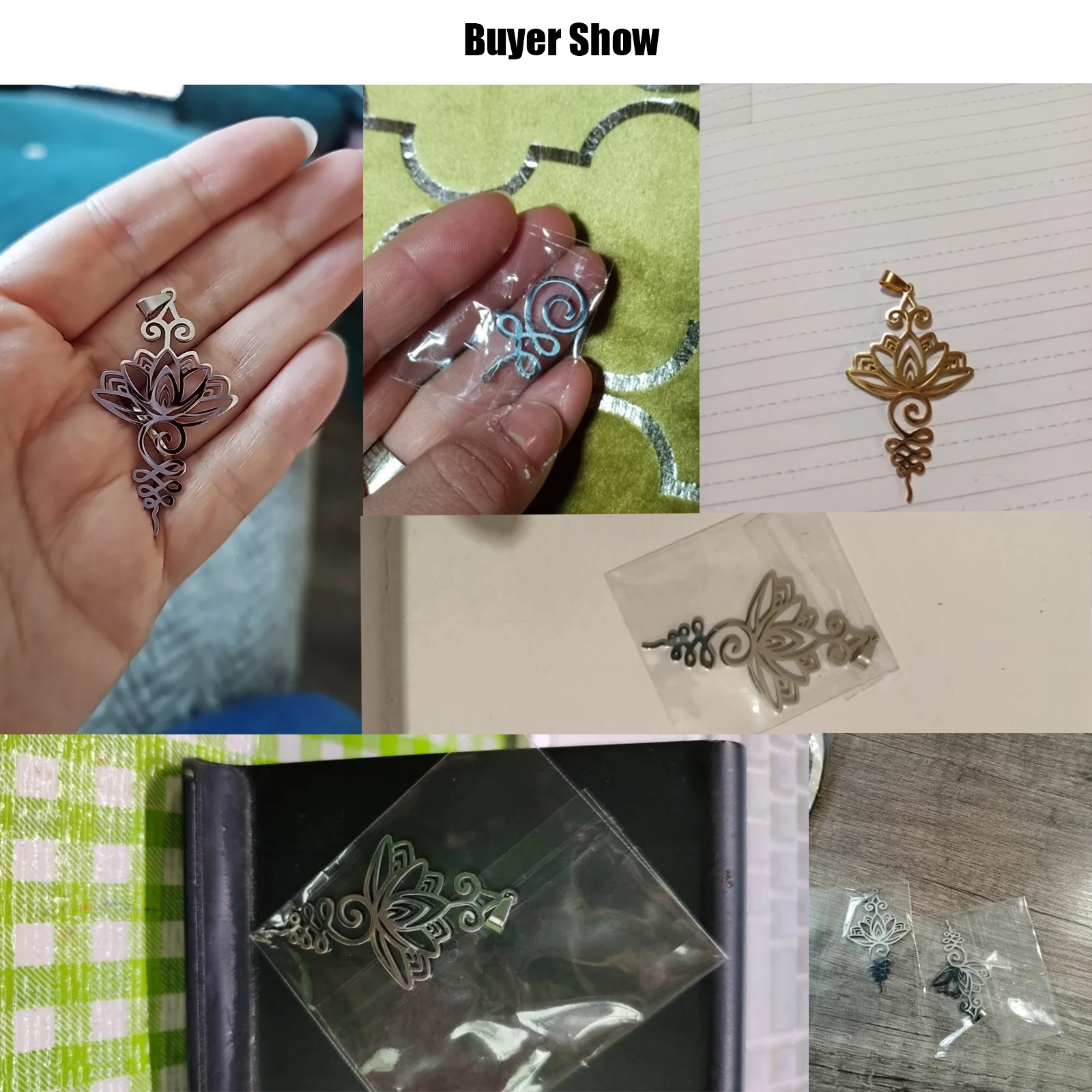 Breloques en forme de fleur de Lotus, en acier inoxydable, amulette religieuse, pendentifs, accessoire pour collier, boucles d'oreilles, bijoux, bricolage,