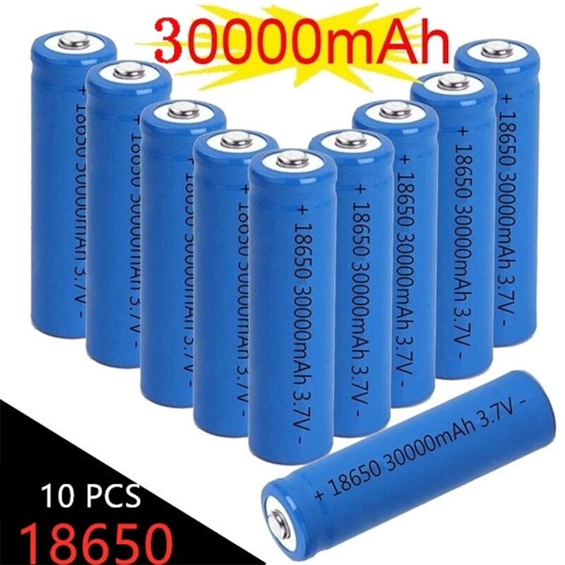 30000mAh 3.7V Li-ion Battery 18650 Li-ion Rechargeable Battery for LED Flashlight/electronic Gadget Cabinet Light