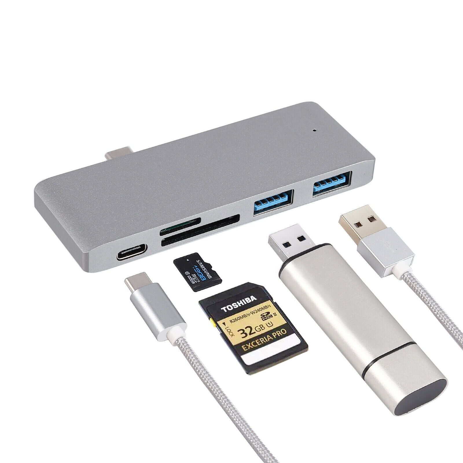 Thunderbolt 3 Usb Type C Hub Voor Macbook 12 Inch USB-C Dock Adapter Met Micro Sd/Tf Reader Slot voor Mac Book Pro Usb C Hub