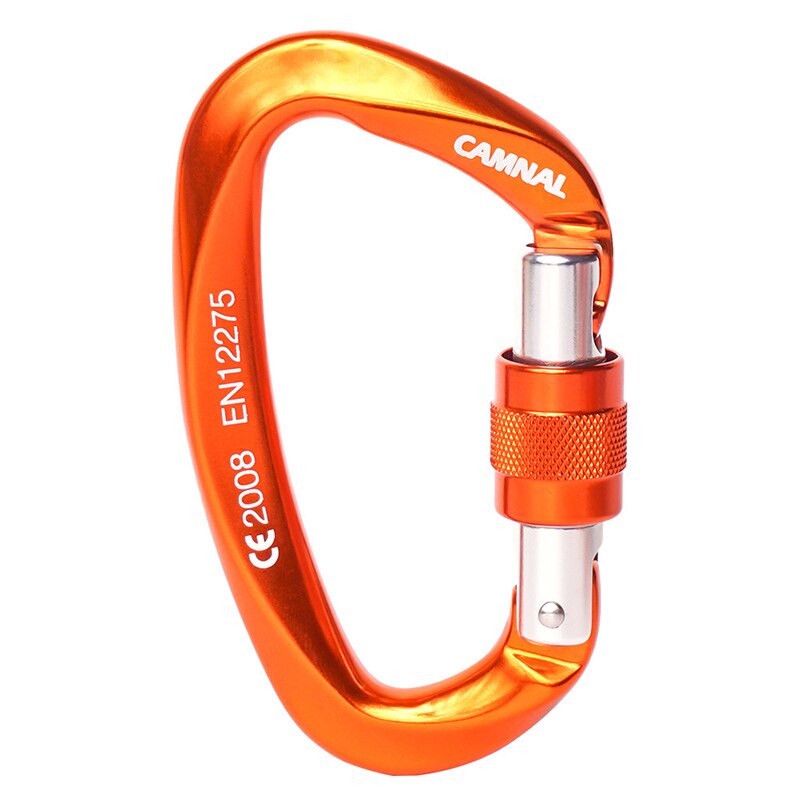 Camnal-Mosquetón para escalar en exteriores, cierre de escalada en forma de D con tamaño de 99x59mm, con hebilla y tensión aplicada de 25KN, equipo de protección en aleación de magnesio y aluminio: Gold