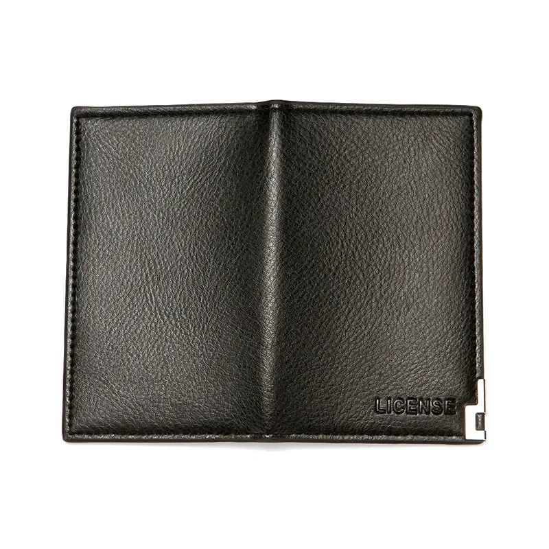 Loja de cierre hacia abajo, venta de liquidación, bolsos de cuero PU para tarjetas de crédito, monedero con patrón de lichi para hombre, tarjetero de identificación y tarjetas de visita