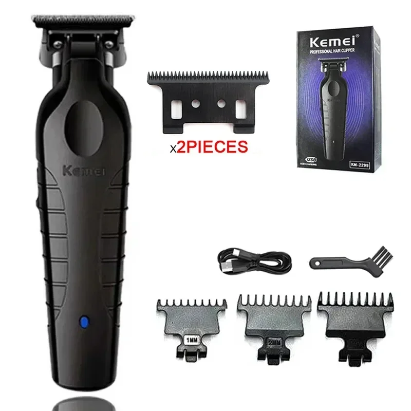 Kemei 2299 Barber Cordless Hair Trimmer 0mm Zero Gapped Carving Clipper Detailer Electric Finish Cutting Machine